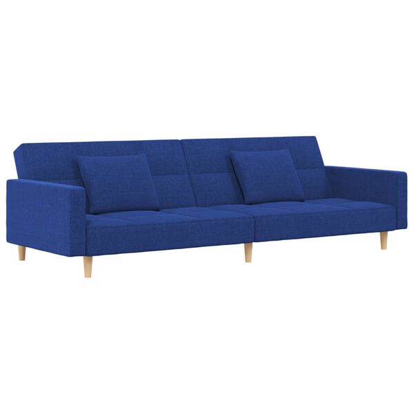 vidaXL Dvivietė sofa-lova su pagalvėmis ir pakoja, mėlyna, audinys
