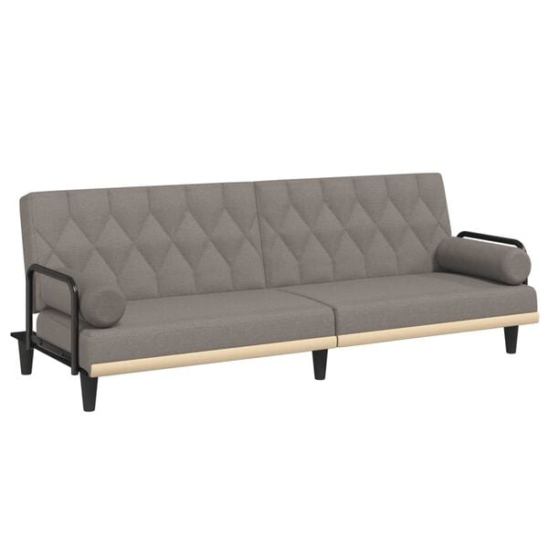 vidaXL Sofa-lova su porankiais, taupe spalvos, audinys