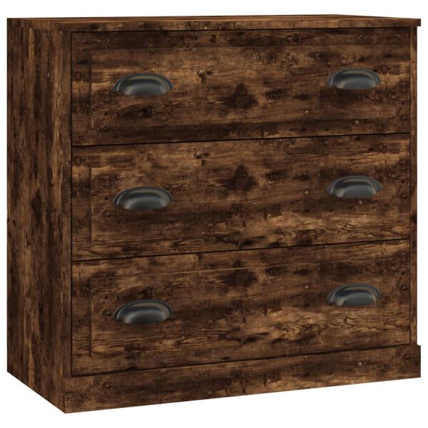 vidaXL &Scaron;oninės spintelės, 3vnt., dūminio ąžuolo, apdirbta mediena