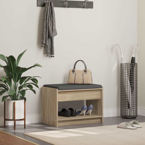 vidaXL Koridoriaus suolas su pagalve Sonoma ąžuolas 63 x 38 x 45 cm