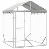 vidaXL Lauko voljeras &scaron;unims su stogu, sidabrinis, 2x2x2,5m, plienas