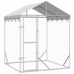 vidaXL Lauko voljeras &scaron;unims su stogu, sidabrinis, 2x2x2,5m, plienas