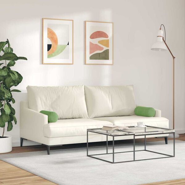 vidaXL Pagalvės 2 pcs Šviesiai žalia Ø 15 x 40 cm Kordūrinis audinys