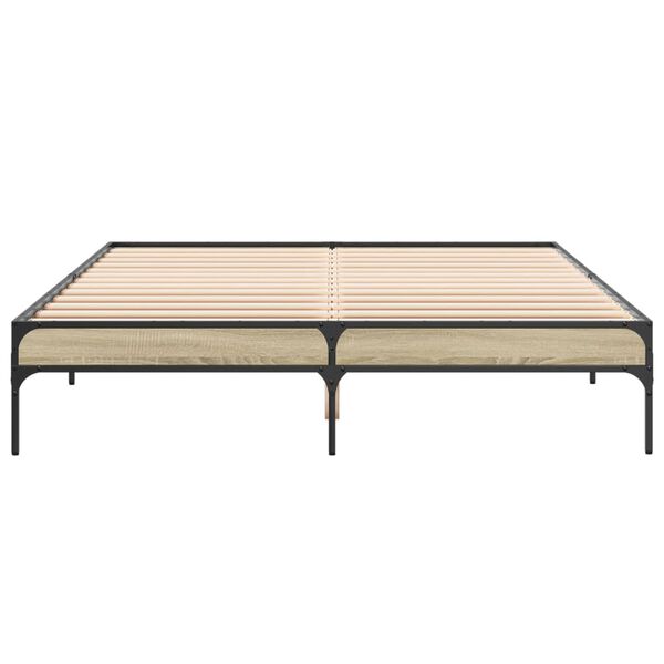 vidaXL Lovos rėmas, ąžuolo, 150x200cm, apdirbta mediena ir metalas