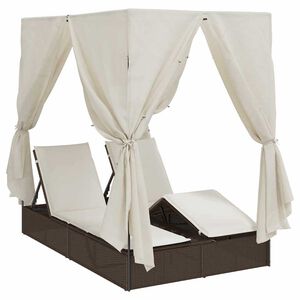 vidaXL Dviejų vietų saulės gultas su stogu Ruda 205 x 129 x 200 cm