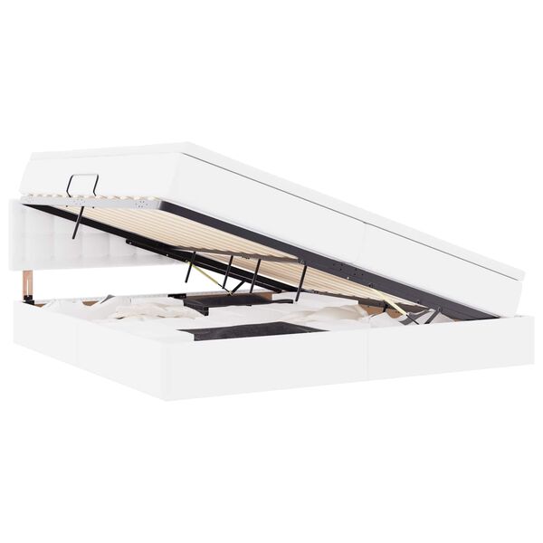 vidaXL Lova su daiktų laikymo vieta ir LED &Scaron;viesiai pilka 200 x 200 cm