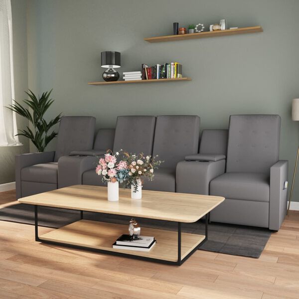 vidaXL Atlo&scaron;iamas keturvietis masažinis krėslas, &scaron;viesiai pilkas