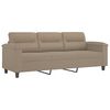 vidaXL Trivietė sofa su pagalvėmis, taupe, 180cm, mikropluo&scaron;to audinys