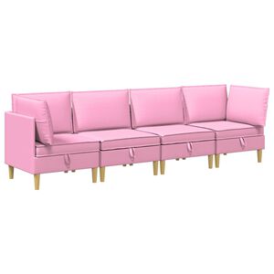vidaXL Modulinė sofa su laikymo vieta 4 vnt. Rožinė Audinys
