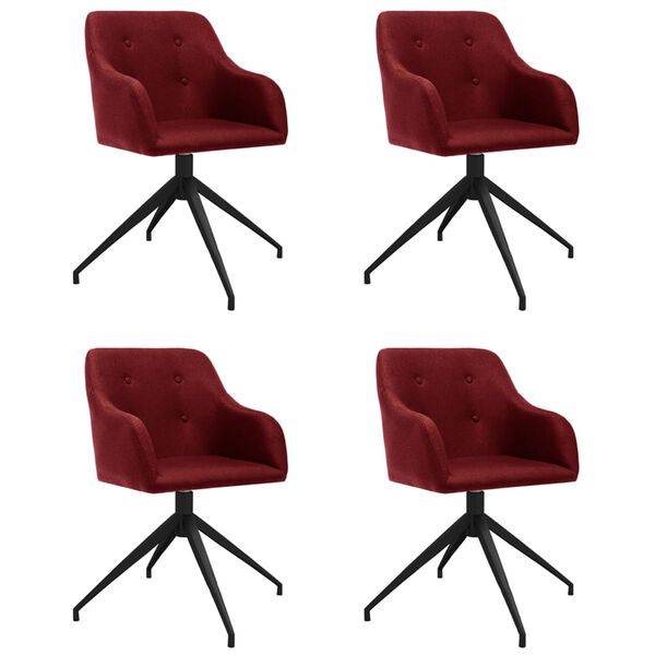 vidaXL Pasukamos valgomojo kėdės, 4vnt., raudonojo vyno, audinys
