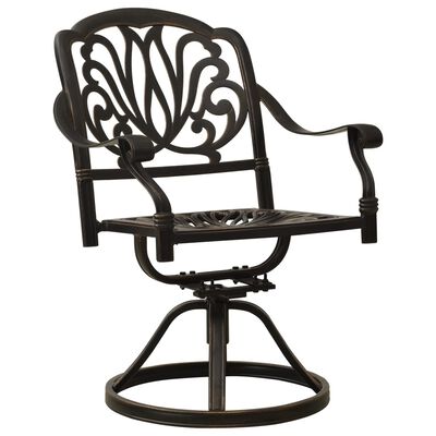 vidaXL Pasukamos sodo kėdės, 2vnt., bronzinės, lietas aliuminis