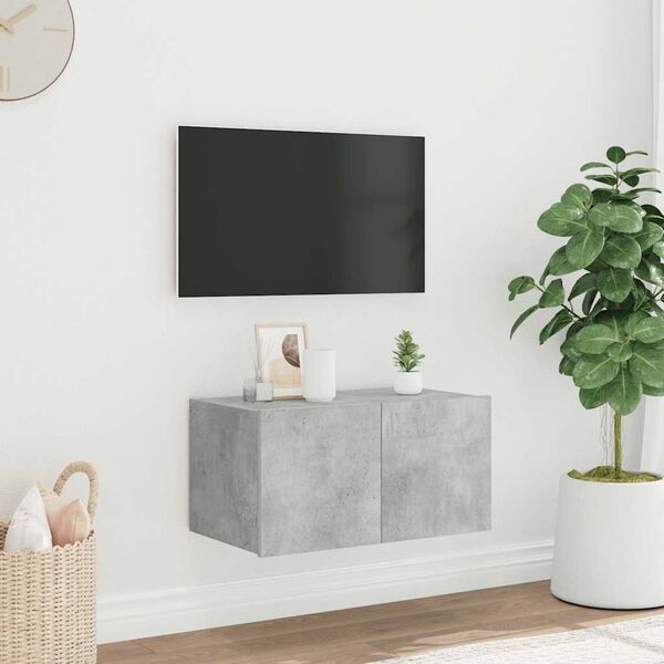 vidaXL Sieninė TV spintelė su LED lemputėmis, betono pilka, 60x35x31cm