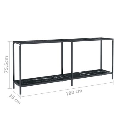 vidaXL Konsolinis staliukas, juodas, 180x35x75,5cm, grūdintas stiklas
