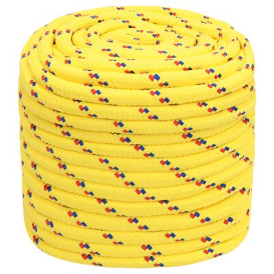 vidaXL Valties virvė, geltonos spalvos, 18mm, 25m, polipropilenas