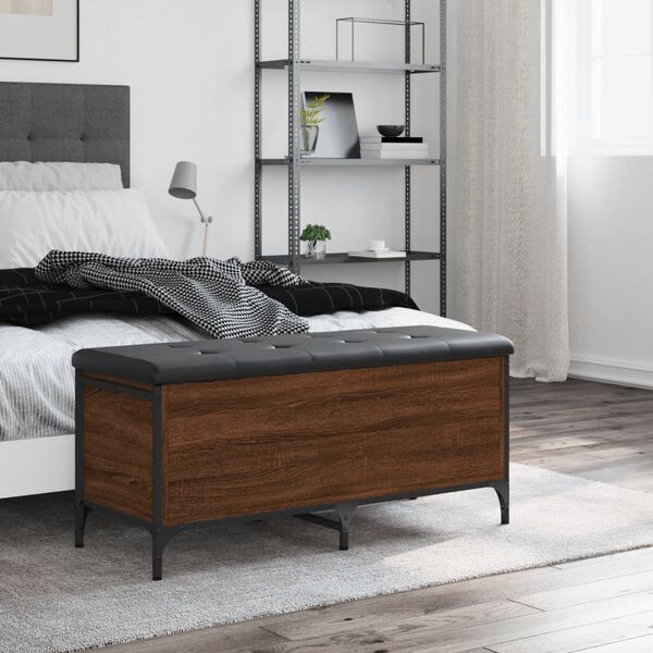 vidaXL Suoliukas-daiktadėžė, rudas, 102x42x45cm, apdirbta mediena