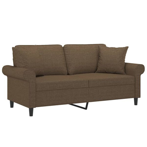 vidaXL Dvivietė sofa su pagalvėmis, ruda, 140cm, audinys