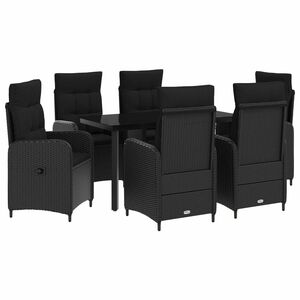 vidaXL Sofa Stalo Rinkinys su pagalve su pagalve 7 pcs Juoda