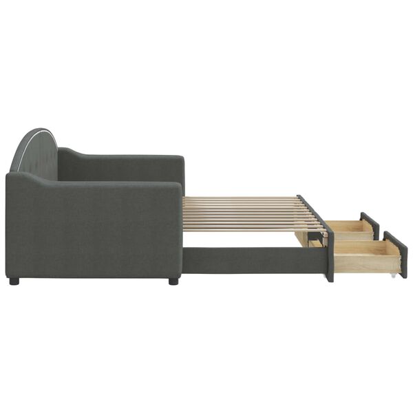 vidaXL Lova su ištraukiama dalimi/stalčiais, pilka, 80x200cm, audinys
