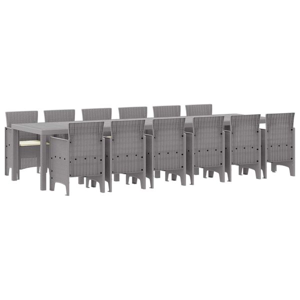 vidaXL Sodo valgomojo komplektas 13 pcs Šviesiai pilka Polt ratanas