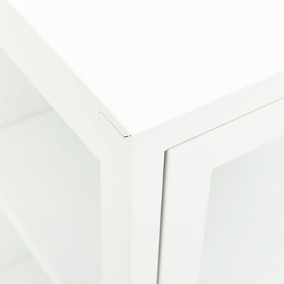 vidaXL Šoninė spintelė, balta, 105x35x70cm, plienas ir stiklas