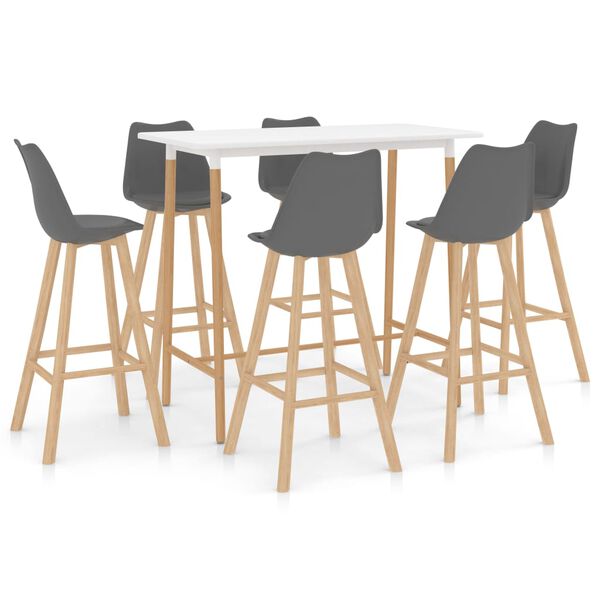 vidaXL Baro baldų komplektas, 7 dalių, pilkas (287250+3x287260)