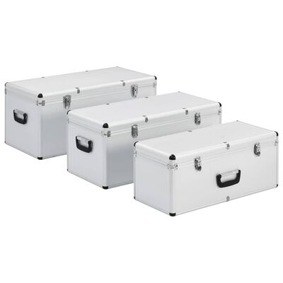 vidaXL Dėžės daiktams, 3 vnt., sidabrinės spalvos, aliuminis