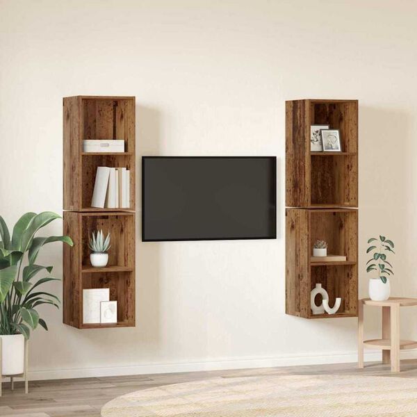 vidaXL TV spintelių komplektas 4 pcs Senovinis medis 37 x 37 x 72 cm