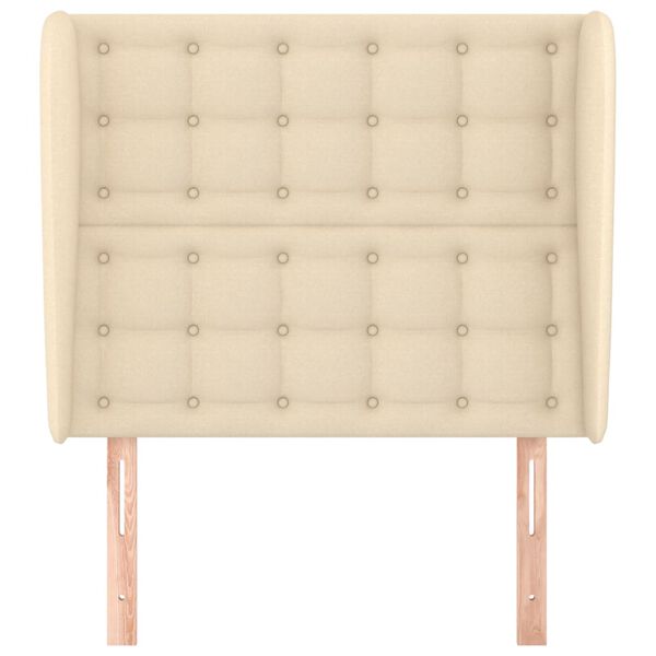 vidaXL Galvūgalis su auselėmis, kreminis, 93x23x118/128cm, audinys