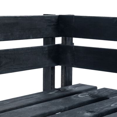 vidaXL Kampinis sodo suoliukas iš palečių, juodos spalvos, mediena
