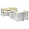 vidaXL 5-vietė sodo sofa su pagalvėlėmis Rataninio i&scaron;vaizdos PP Balta