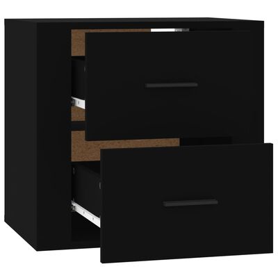 vidaXL Prie sienos montuojama naktinė spintelė, juoda, 50x36x47cm