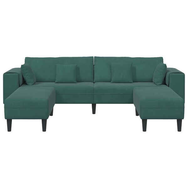 vidaXL Aksominė sofa su pagalve 3 pcs Tamsiai žalia 208 cm Aksomas
