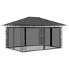 vidaXL Pavėsinė su tinkleliu nuo uodų, antracito, 4x3x2,73m, 180g/m&sup2;