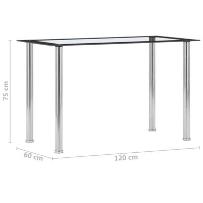 vidaXL Valgomojo stalas, juodas ir skaidrus, 120x60x75cm, stiklas