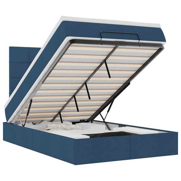 vidaXL Osmanų lova su čiužiniu ir LED, mėlynas, 120x190cm, audinys