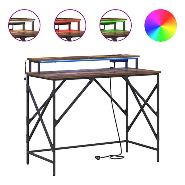 vidaXL Stalas Rūkyta ąžuolas 120 x 79 x 86,5 cm Apdirbta mediena