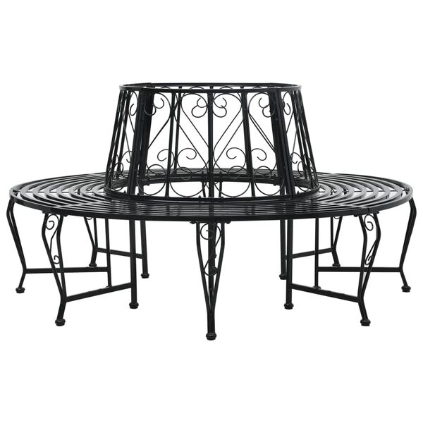 vidaXL Apvalus suoliukas aplink medį, 160cm skersmens, plienas