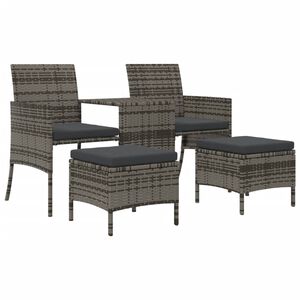 vidaXL Dvivietė sodo sofa su arbatos staliuku, pilka, poliratanas