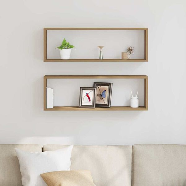 vidaXL Sieninė lentyna 2 pcs Meistro ąžuolas 80 x 15 x 26 cm