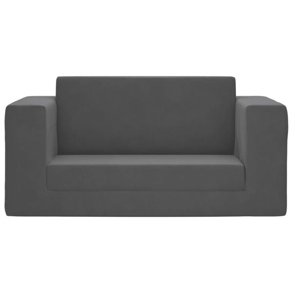 vidaXL Vaikiška dvivietė sofa-lova, antracito, minkštas pliušas