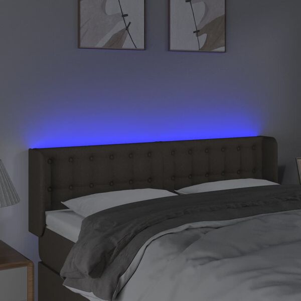 vidaXL Galvūgalis su LED, taupe spalvos, 147x16x78/88cm, audinys