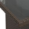 vidaXL Stalas su stikliniu stalviršiu, rudas, 100x55x73cm, poliratanas