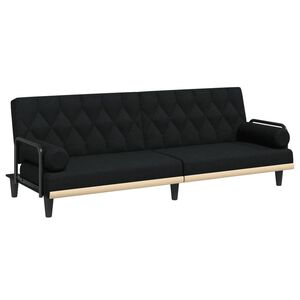 vidaXL Sofa-lova su porankiais, juodos spalvos, audinys