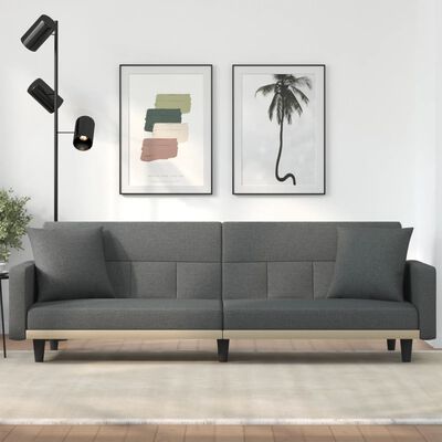 vidaXL Sofa-lova su pagalvėlėmis, tamsiai pilkos spalvos, audinys