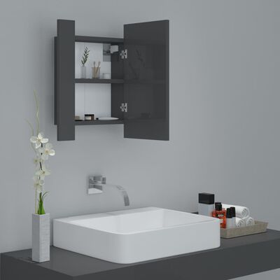 vidaXL Veidrodinė vonios spintelė su LED, pilka, 40x12x45cm, akrilas