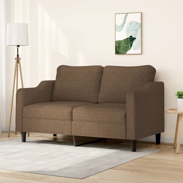 vidaXL Dvivietė sofa, rudos spalvos, 140cm, audinys
