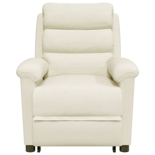 vidaXL Atsistojantis masažinis krėslas, kreminės spalvos, aksomas