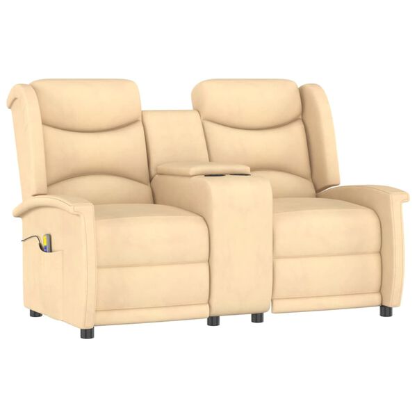 vidaXL Dvivietis atlo&scaron;iamas masažinis krėslas, kreminis