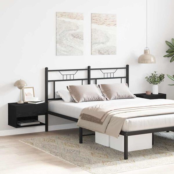 vidaXL Šalia lovos spintelė 2 pcs juoda ąžuolo 46 x 29.5 x 30 cm