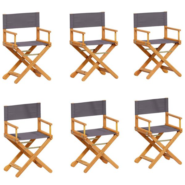 vidaXL Sulankstomos sodo kėdės, 6vnt., tamsiai pilkos spalvos, audinys